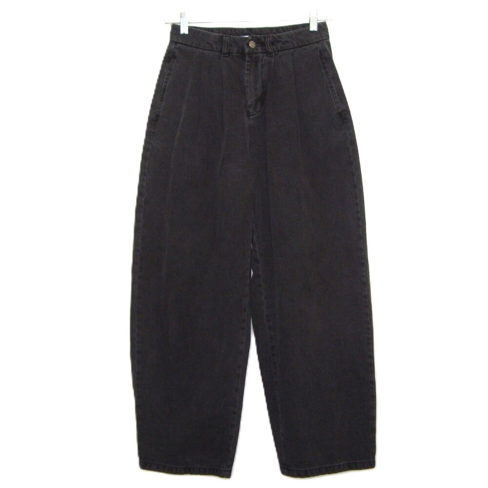 BDG Urban Outfitters Womens High Rise Barrel Leg Black Cotton Pleated Jeans